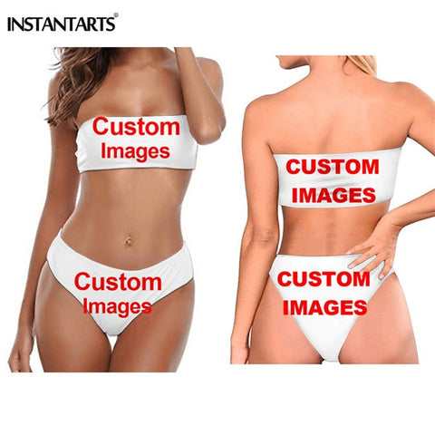 INSTANTARTS 3D Music Note Piano Keyboard Print Couple Swimming Suits Woman Sexy Bandeau Bikini Set Beach Shorts Man Bathing Wear