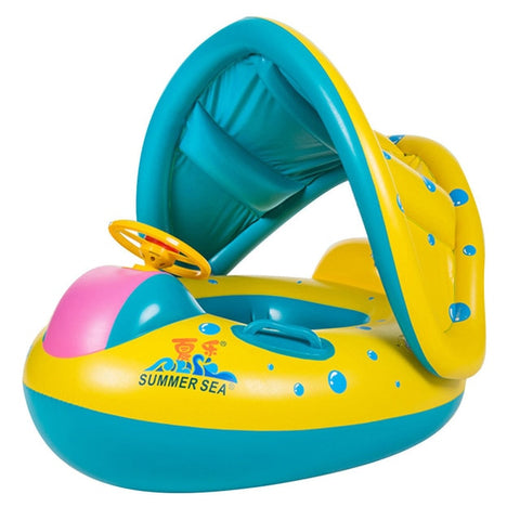 Portable Infant Inflatable Circle Baby Float Kids Swimming Circle with Sunshade Seat Pool Accessories Pool Safe Inflatable Buoy