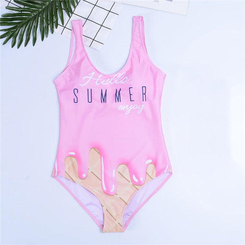 GNIM HL One Piece Bikini Swimwear Women New 2019 Cartoon Print Sexy Bikini Swimsuit Beachwear Bathing Suit Biquini Top Quality