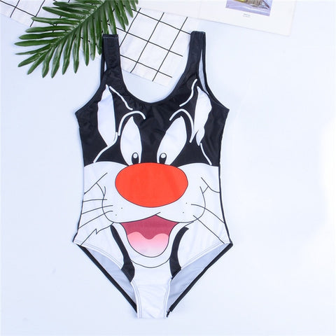 GNIM HL One Piece Bikini Swimwear Women New 2019 Cartoon Print Sexy Bikini Swimsuit Beachwear Bathing Suit Biquini Top Quality