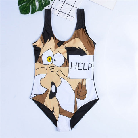 GNIM HL One Piece Bikini Swimwear Women New 2019 Cartoon Print Sexy Bikini Swimsuit Beachwear Bathing Suit Biquini Top Quality