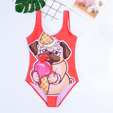 GNIM HL One Piece Bikini Swimwear Women New 2019 Cartoon Print Sexy Bikini Swimsuit Beachwear Bathing Suit Biquini Top Quality