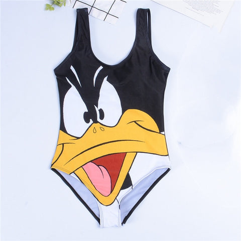 GNIM HL One Piece Bikini Swimwear Women New 2019 Cartoon Print Sexy Bikini Swimsuit Beachwear Bathing Suit Biquini Top Quality