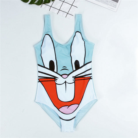 GNIM HL One Piece Bikini Swimwear Women New 2019 Cartoon Print Sexy Bikini Swimsuit Beachwear Bathing Suit Biquini Top Quality