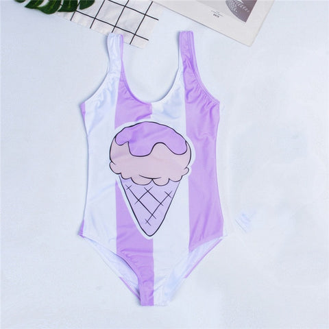 GNIM HL One Piece Bikini Swimwear Women New 2019 Cartoon Print Sexy Bikini Swimsuit Beachwear Bathing Suit Biquini Top Quality