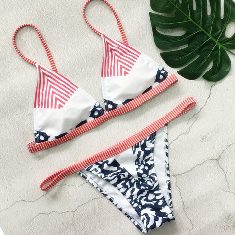 Bikini Mujer Striped Swimsuit Women Swimwear Push Up Bikini Set Biquini Brazilian Summer Beach Wear Bathing Suit Swim Wear *E