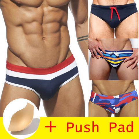 HIBUBBLE 17 Styles Swimwear Men Brief With Push Pad Sexy Swimsuit Waterproof Swimming Trunks For Bathing Swim Shorts Sunga Hot