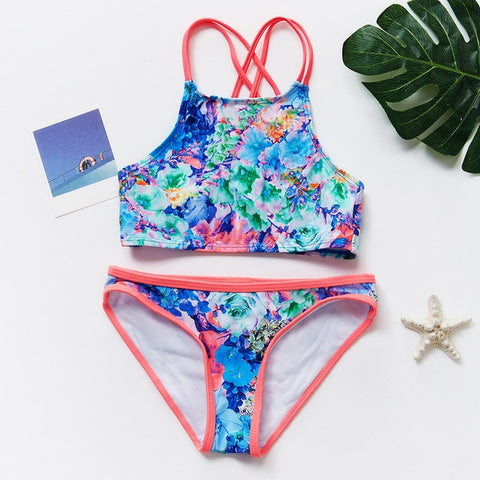 2019 Girls Bikini Suits 6-15Years Two-Pieces Summer Bathing Suits Fashion Girls Swimsuits Sports Swimwear for Kids Girls CZ984