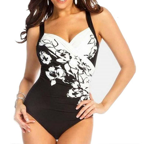 Sexy One-piece Large Size Swimwear With Push Up Women Plus Size Swimsuit Closed Body Female Bathing Suit For Pool Beach Wear