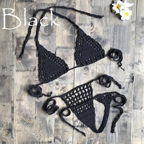 Handmade Crochet Micro Bikini G Thong String Beach Micro Swimwear Sexy Lingerie Sets 2019 Hot Sale