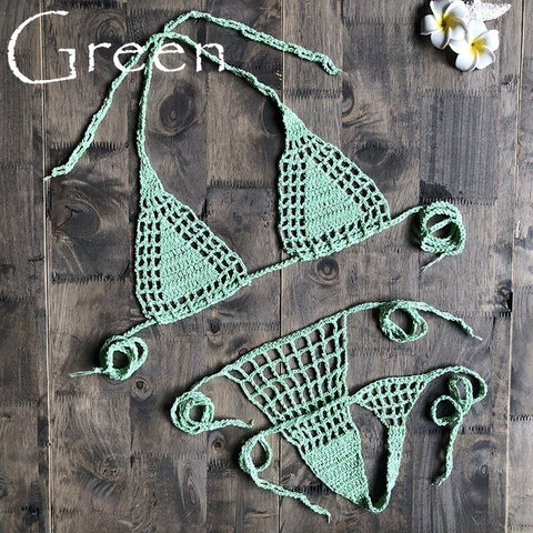 Handmade Crochet Micro Bikini G Thong String Beach Micro Swimwear Sexy Lingerie Sets 2019 Hot Sale