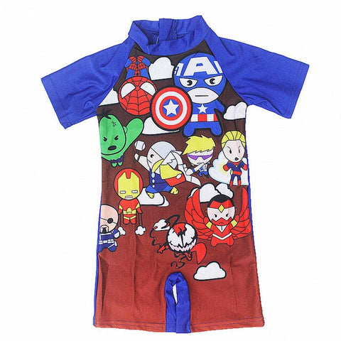 Boy One Piece Swimsuit Spider Man Swimwear Cartoon Bathing Suit Batman Swimming Boys Captain America Kids Sport Baby Beachwear