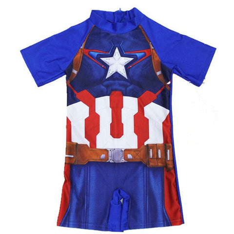 Boy One Piece Swimsuit Spider Man Swimwear Cartoon Bathing Suit Batman Swimming Boys Captain America Kids Sport Baby Beachwear