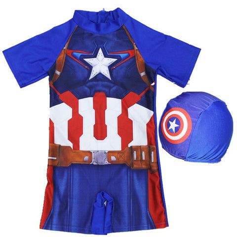 Kids Sport Baby Beachwear Bikini Iron Man Bathing Suit Batman Swimming Boys Captain America Kids Swimsuit One Piece Swimwear