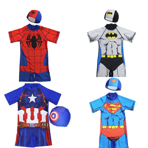 Children Swimsuit One Piece Swimwear Iron Man Bathing Suit Batman Swimming Boys Captain America Kids Sport Baby Beachwear