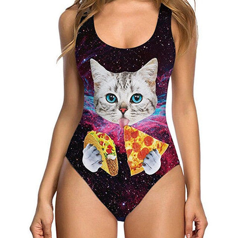 New Sexy Funny Joke Chest Printed Women Swimsuit Bathingsuit Swimwear Beachwear