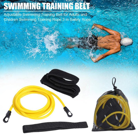 3M Adjustable Swim Training Resistance Belt Adult Kids Swimming  Exerciser Leash Mesh Pocket Safety Swimming Accessories