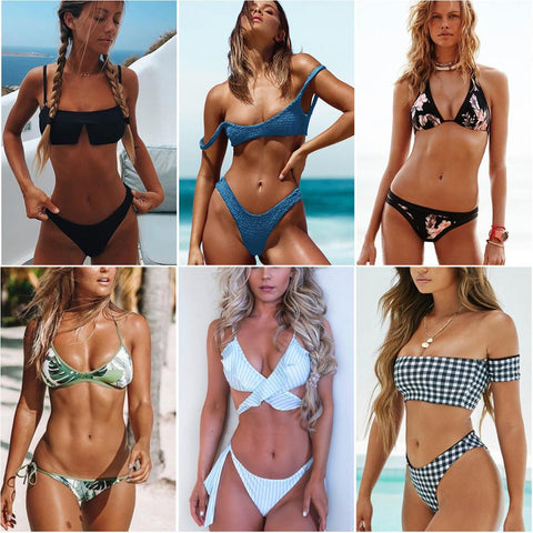 Simple Solid Bikinis Set Women Swimsuits Push Up Variety Style Bikini Swimwear Famale Beachwear Bathing suits Super Discount