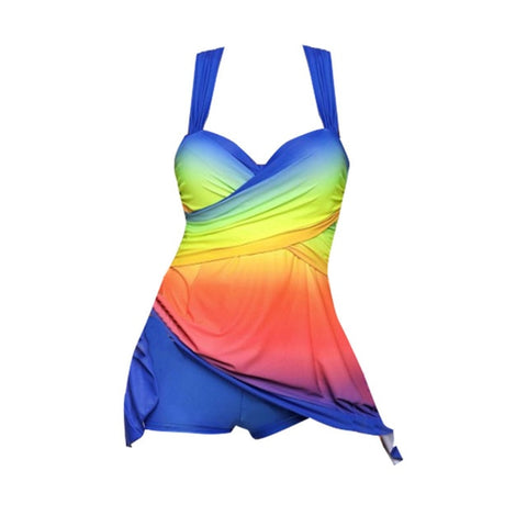 4XL Plus Size Women One Pieces Suits Sexy Strap Tankini Swimdress Swimsuit Beachwear Push Up Swimwear