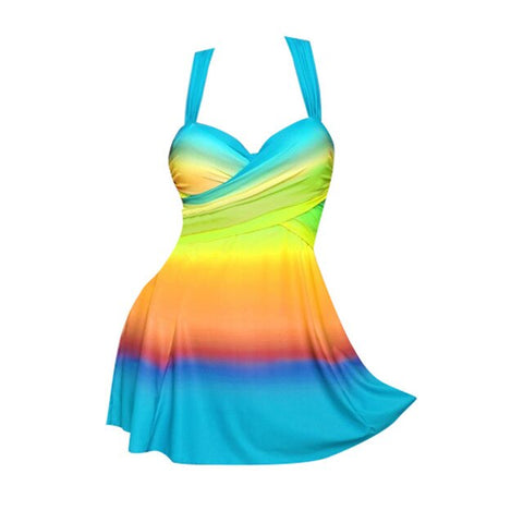 4XL Plus Size Women One Pieces Suits Sexy Strap Tankini Swimdress Swimsuit Beachwear Push Up Swimwear