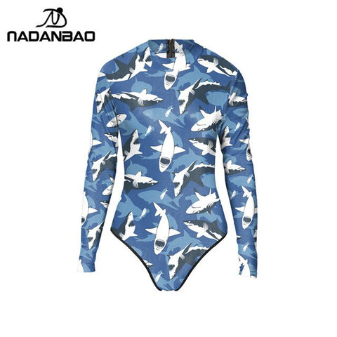 Loog Sleeve Zippered Surfing Bathing Suit Blood Splatter Printed Women Swimwear Bodysuit One Piece Swimsuit Y02032