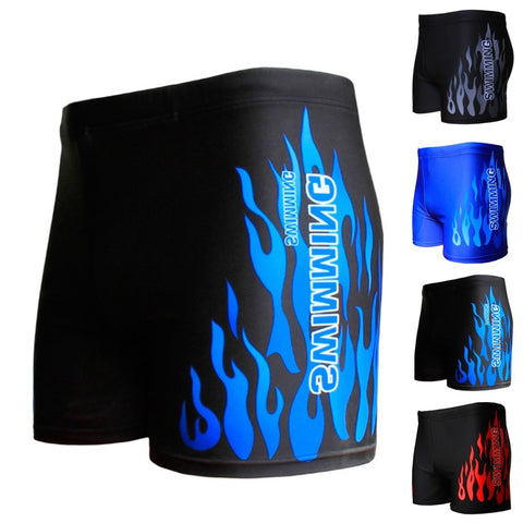 Flame Pattern Men Male Swimming Swimwear Boxer Shorts Bathing Suit Trunks Swim Black Blue Beach Wear Briefs Swimsuit Beachwear