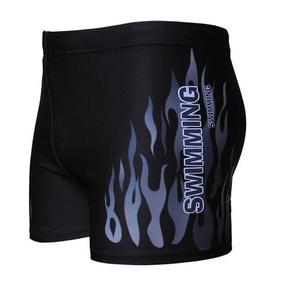 Flame Pattern Men Male Swimming Swimwear Boxer Shorts Bathing Suit Trunks Swim Black Blue Beach Wear Briefs Swimsuit Beachwear