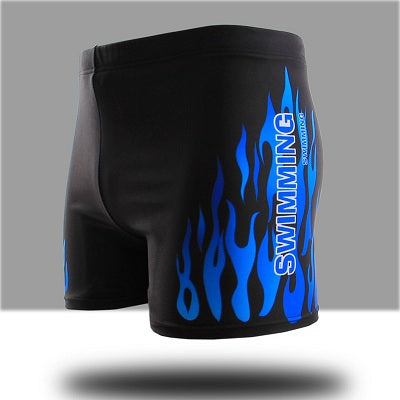 Flame Pattern Men Male Swimming Swimwear Boxer Shorts Bathing Suit Trunks Swim Black Blue Beach Wear Briefs Swimsuit Beachwear