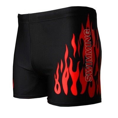 Flame Pattern Men Male Swimming Swimwear Boxer Shorts Bathing Suit Trunks Swim Black Blue Beach Wear Briefs Swimsuit Beachwear