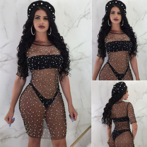 Sexy Women Summer Beach Dress Lace Crochet Bikini Cover Up Swimwear Bathing Suit