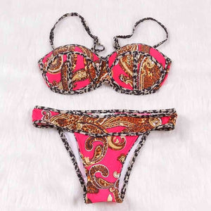 Raintropic 2019 New Swimwear Bikinis Sexy Women Swimsuit Summer Bandeau Bikini Printed Bikini Set Solid Beach Bathing Suits